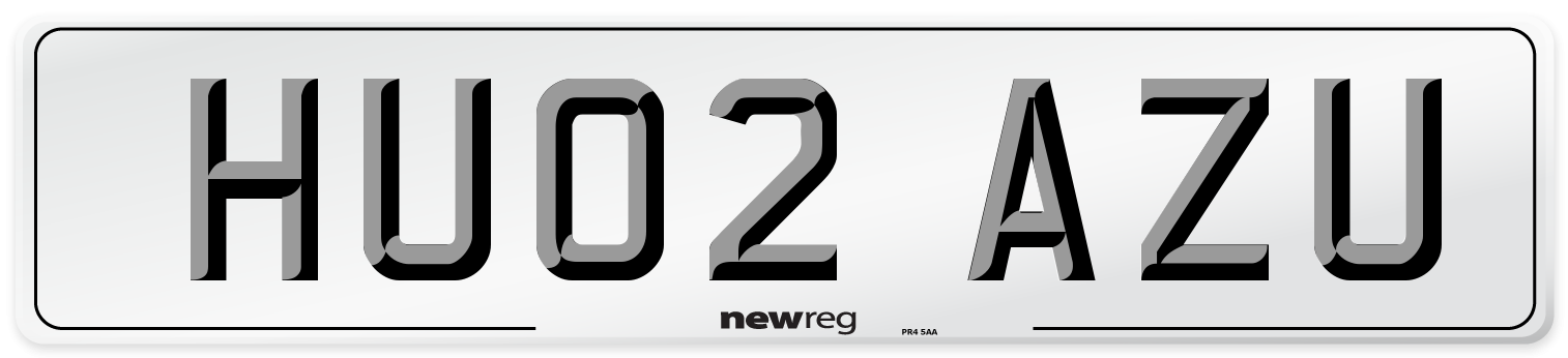 HU02 AZU Number Plate from New Reg